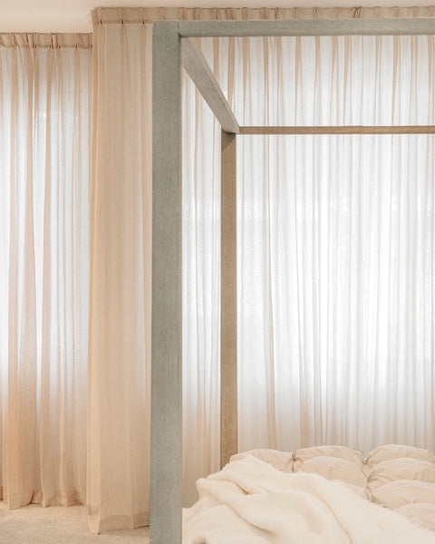 Burlap Grommet Style Sheer Drapery Set