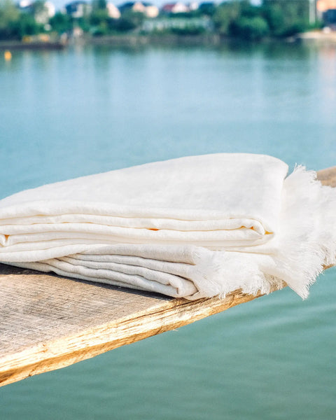 Beach Linen - European Linen & Wool Blend Throw Blanket